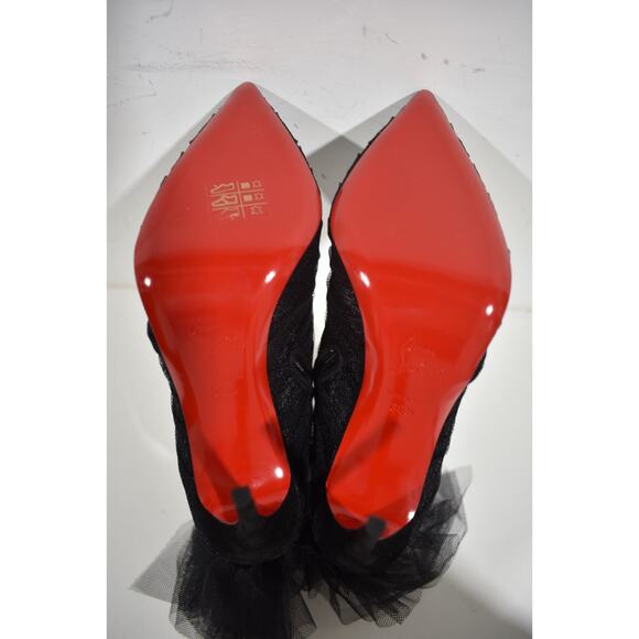 Christian Louboutin Libellibooty 100 Black Mesh Tulle Ankle Boot Heel Pump 36.5 - Picture 12 of 12